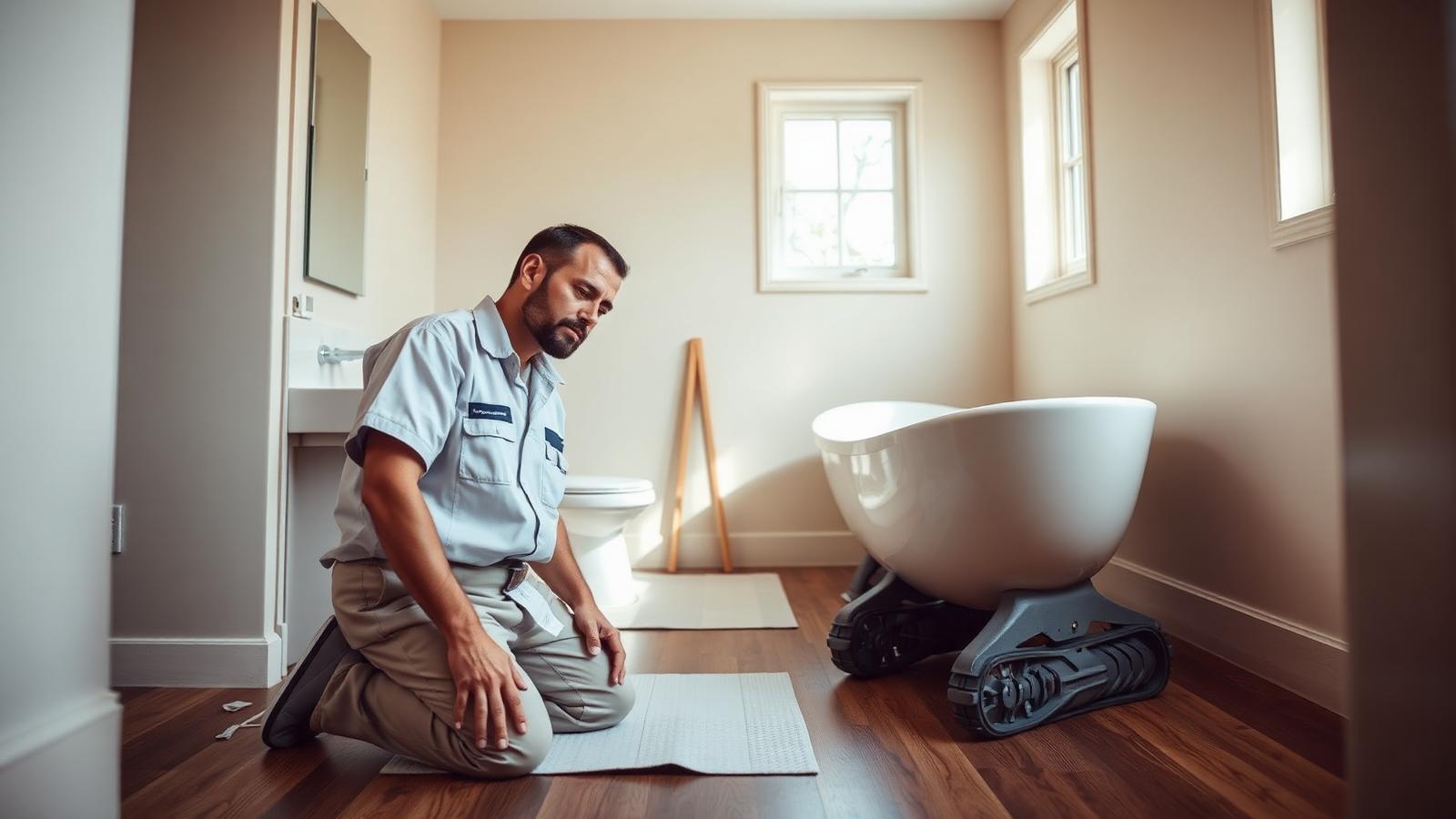 Lori K craftsman finishing a bathroom installation